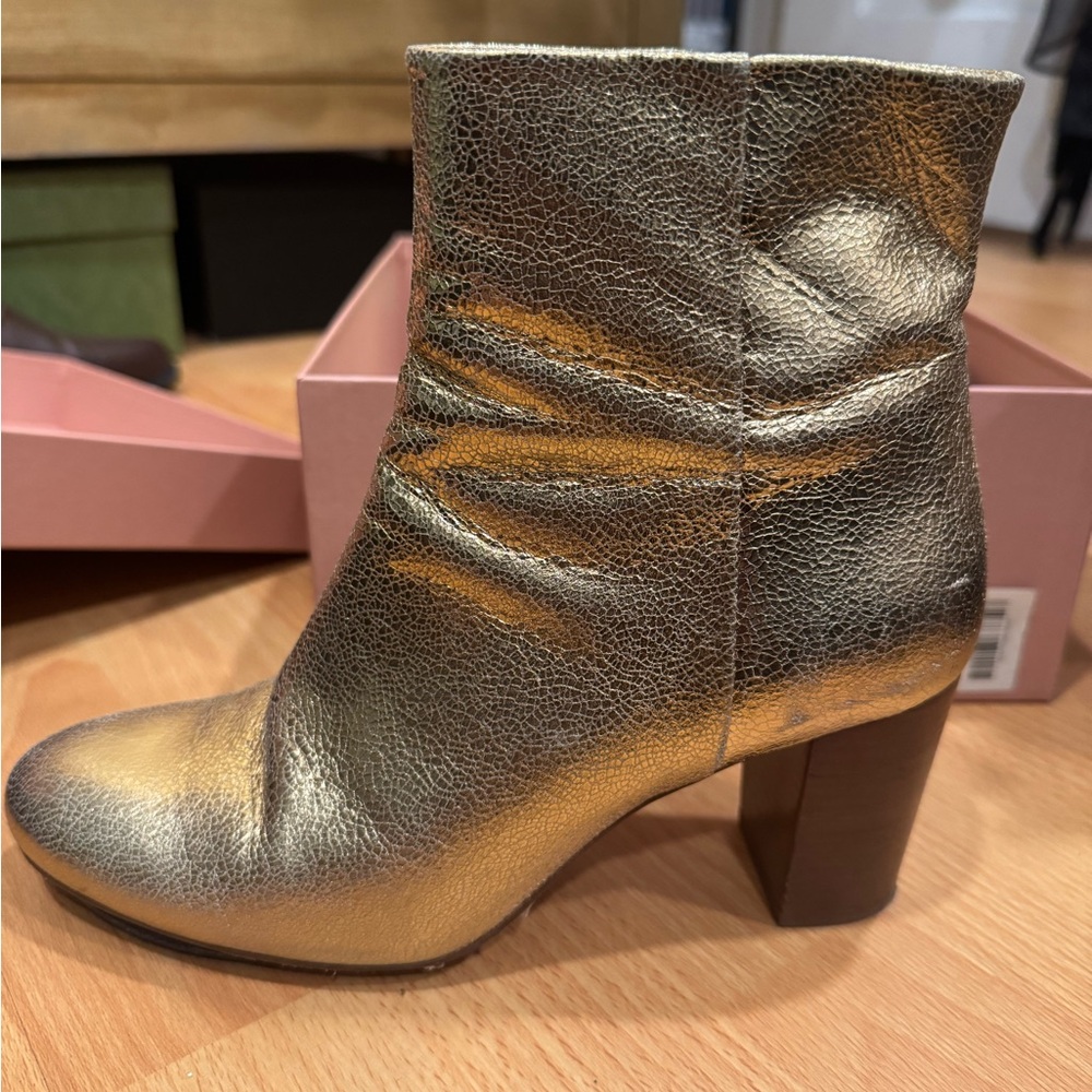 Sezane Metallic Gold Ankle Boots